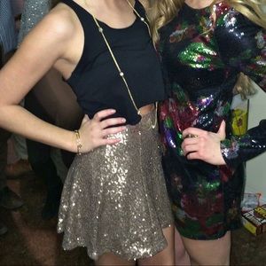 Gold Sparkle Skater Skirt